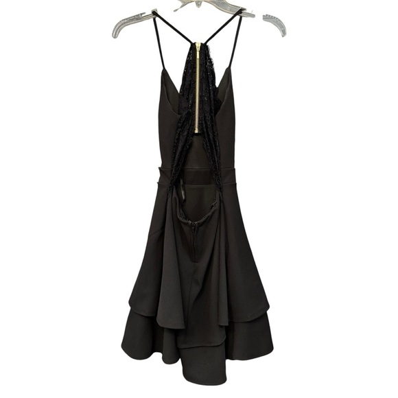 B Darlin Black Lace Back Tiered Mini Dress 1/2 - Picture 2 of 6